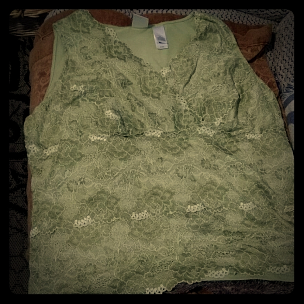 Green top with lace overlay